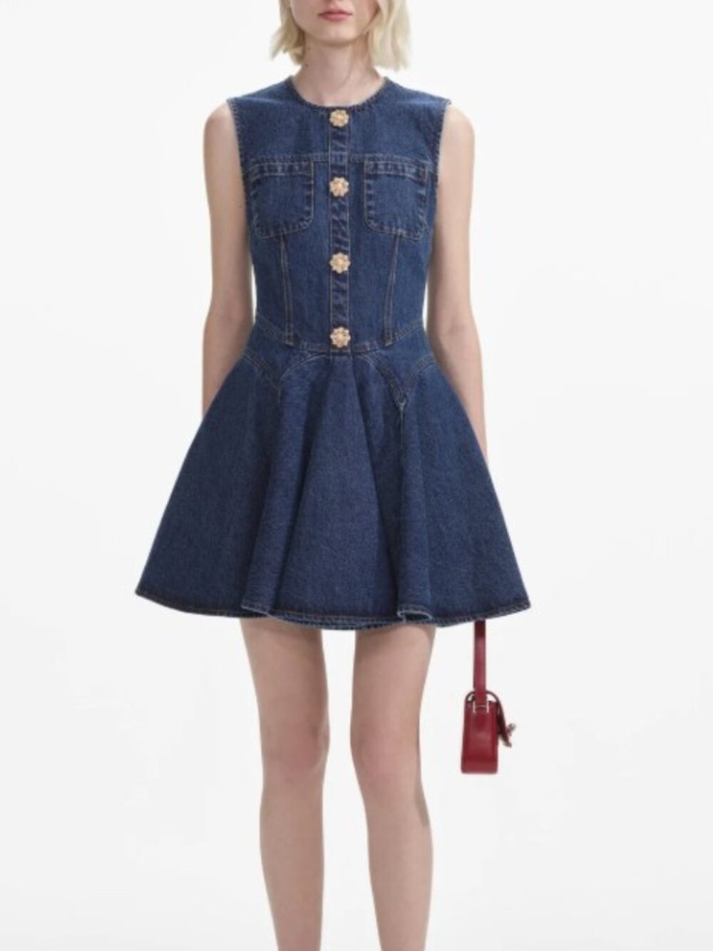 SELF PORTRAIT DENIM SKATER DRESS SIZE 8 NWT
